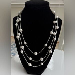 Park Lane “Shannel” Silver Faux Pearl Necklace